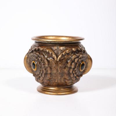 Victorian Era Gilt Bronze Glass Owl Jardiniere