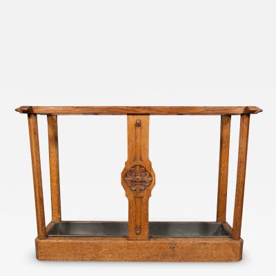 Victorian Gothic Revival Oak Umbrella Stand
