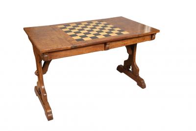 Victorian Gothic Revival Pollard Oak Games Table Attributed to Pugin