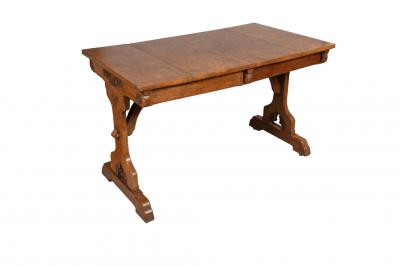 Victorian Gothic Revival Pollard Oak Games Table Attributed to Pugin