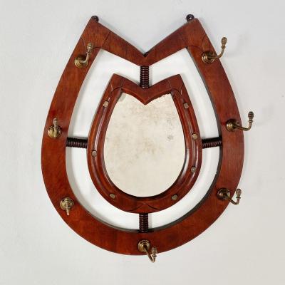 Victorian Horseshoe Shaped Mirror with Brass Hangers