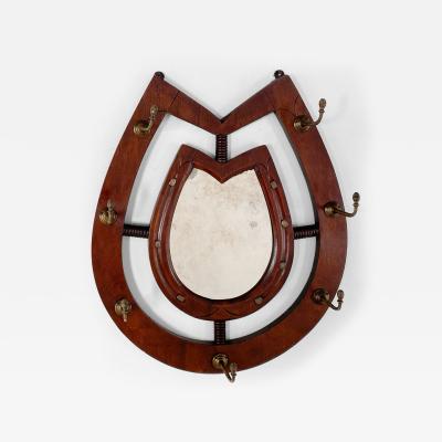 Victorian Horseshoe Shaped Mirror with Brass Hangers