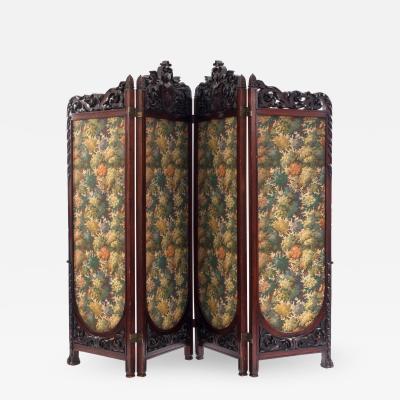 Victorian Mahogany 4 Fold Screen