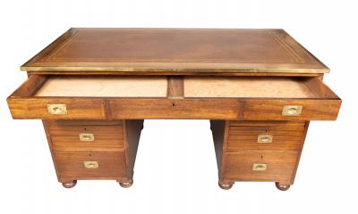 Victorian Mahogany And Brass Campaign Desk