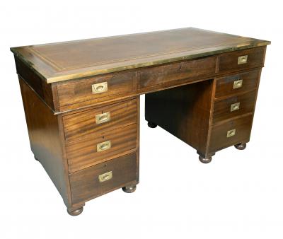 Victorian Mahogany And Brass Campaign Desk