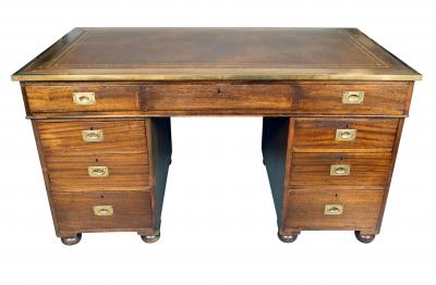 Victorian Mahogany And Brass Campaign Desk