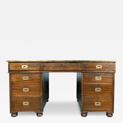 Victorian Mahogany And Brass Campaign Desk