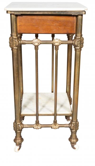 Victorian Mahogany Brass And Marble Table