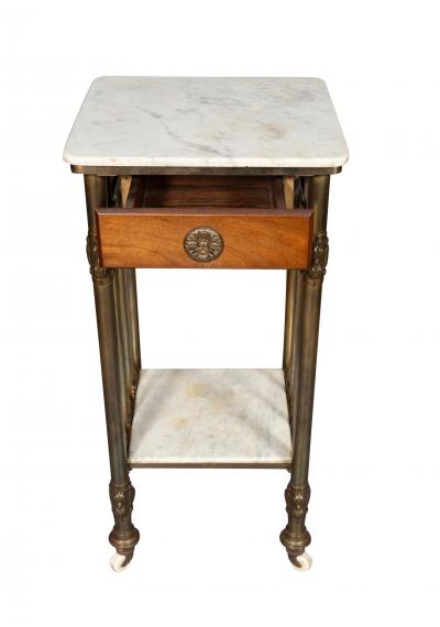 Victorian Mahogany Brass And Marble Table