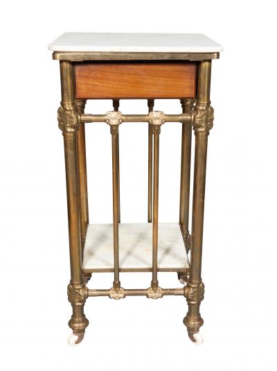 Victorian Mahogany Brass And Marble Table