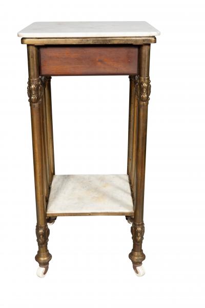 Victorian Mahogany Brass And Marble Table