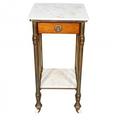 Victorian Mahogany Brass And Marble Table