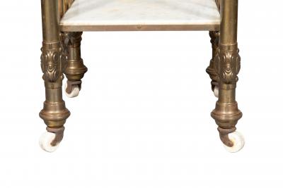 Victorian Mahogany Brass And Marble Table