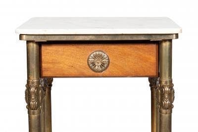 Victorian Mahogany Brass And Marble Table