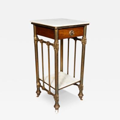 Victorian Mahogany Brass And Marble Table