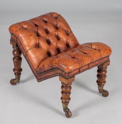 Victorian Mahogany Buttoned Leather Gout Footstool