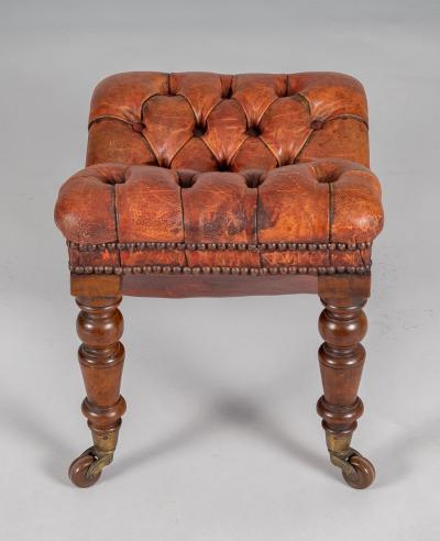 Victorian Mahogany Buttoned Leather Gout Footstool