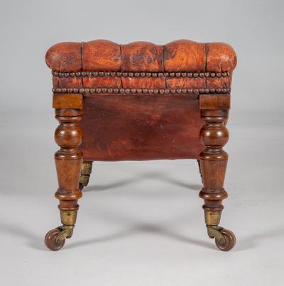Victorian Mahogany Buttoned Leather Gout Footstool
