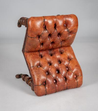 Victorian Mahogany Buttoned Leather Gout Footstool