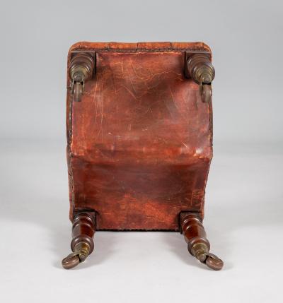 Victorian Mahogany Buttoned Leather Gout Footstool
