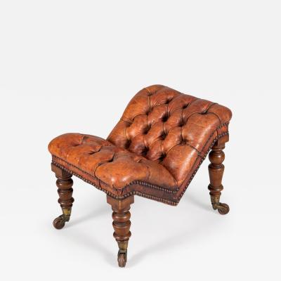 Victorian Mahogany Buttoned Leather Gout Footstool