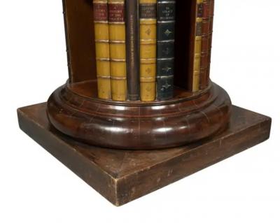Victorian Mahogany Circular Leather Bound Bookcase