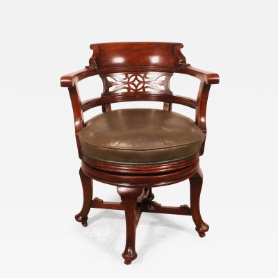 Victorian Mahogany Office Desk Armchair 19th Century