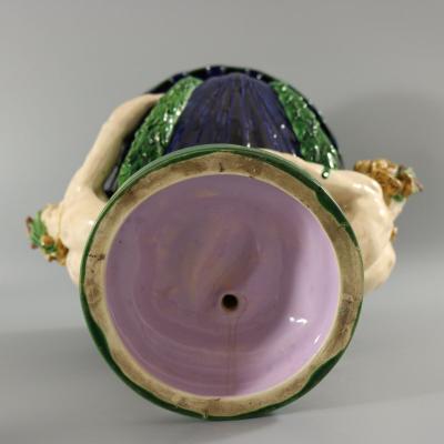 Victorian Minton Majolica Marine Mermen Jardiniere Pink Interior