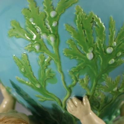 Victorian Minton Majolica Marine Vase with Merboys