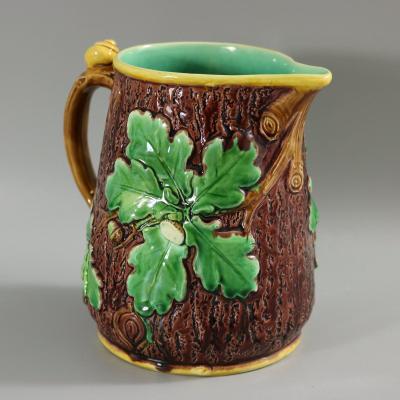 Victorian Minton Majolica Oak Jug Pitcher with Snail Handle