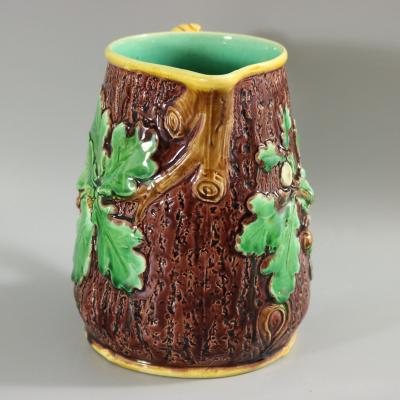 Victorian Minton Majolica Oak Jug Pitcher with Snail Handle