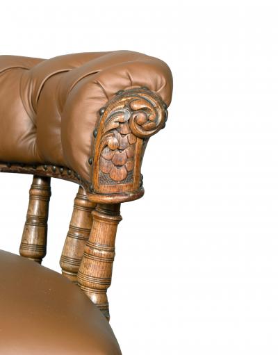Victorian Oak And Leather Desk Chair