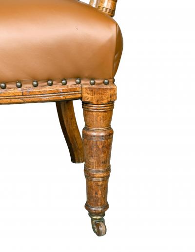 Victorian Oak And Leather Desk Chair