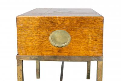 Victorian Oak Campaign Document Box On Brass Base