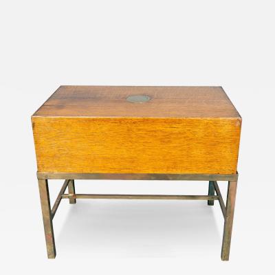 Victorian Oak Campaign Document Box On Brass Base