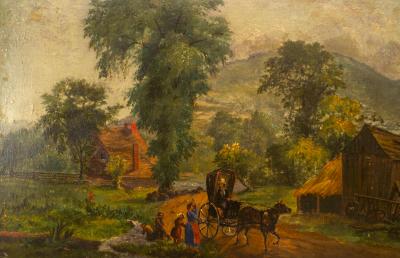 Victorian Oil Painting of Country Scene