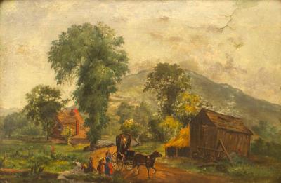 Victorian Oil Painting of Country Scene