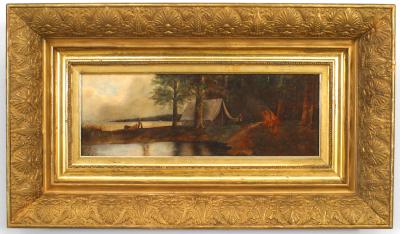 Victorian Oil Painting of Man Camping