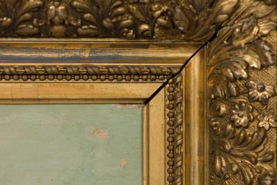 Victorian Oil Painting of Man with Cows Dog