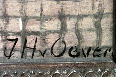 Victorian Oil Painting of Red Building