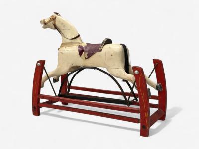 Victorian Painted Wood Primitive Rocking Horse USA 19th c 