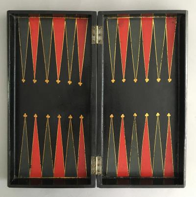 Victorian Papier Mache Mother of Pearl Chess and Backgammon Games Box