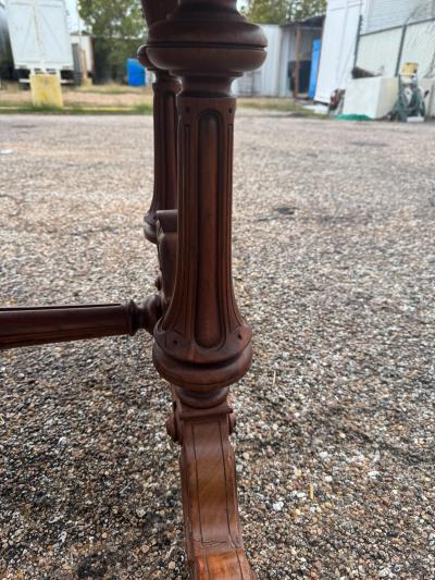 Victorian Period Walnut Bureau Plat Desk with Maroon Leather Top