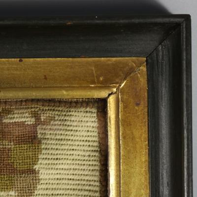 Victorian Petit Point Embroidery of a Shepherd with Sheep