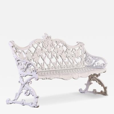 Victorian Revival Cast Aluminum Sleigh Form Garden Bench C 1950 