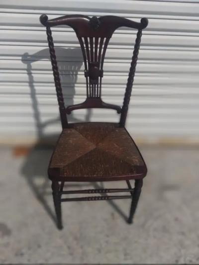 Victorian Rush Bottom Barley Twist Style Side Chair