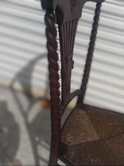 Victorian Rush Bottom Barley Twist Style Side Chair
