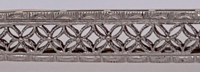 Victorian Sapphire Bar Pin Pierced Floral Design