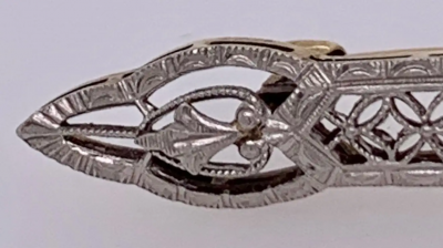 Victorian Sapphire Bar Pin Pierced Floral Design