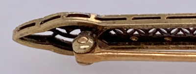 Victorian Sapphire Bar Pin Pierced Floral Design